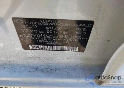 2013 Hyundai Elantra Limited from USA, damaged, VIN 5NPDH4AE2DH198830